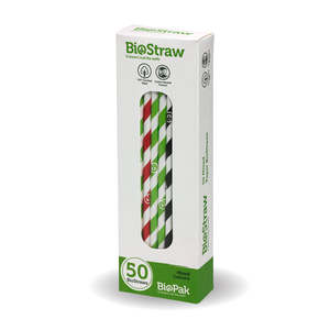 Picnics Parties: BioPak 50 Pack  6mm Mixed Regular Straws