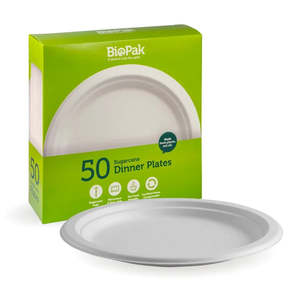 Picnics Parties: BioPak 50 Pack 25cm / 10" White BioPlates