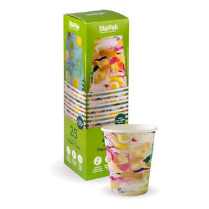 Picnics Parties: BioPak 25 Pack  295ml / 8oz (90mm) Art Series Single Wall BioCup