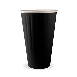 Black Aqueos Double Wall: BioPak 460ml / 16oz (90mm) Black Aqueous Double Wall BioCup