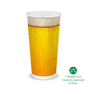 Beer Cold Paper Cups Weights Measures Approved For Beer: BioPak 600ml / 20oz (90mm) Beer Cold Paper BioCup