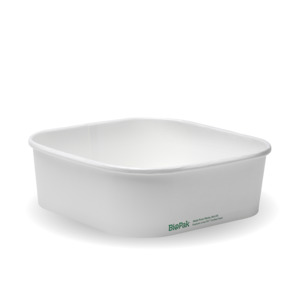 BioPak 1,000ml White BioBoard Square Takeaway Base
