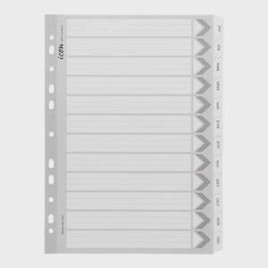 Stationery Filing Index Cards: Icon A4 Cardboard Indices with Reinforced Tabs Jan-Dec - White