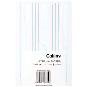 Stationery Filing Index Cards: System Cards Collins 6X4 Feints Pk 100
