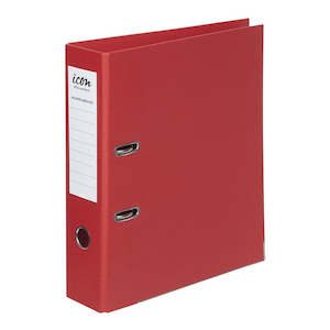 Stationery Filing Ring Binders: Icon Lever Arch File Linen Red A4