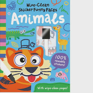 Fiction Children Activity: Animals Wipe Clean Sticker Funny Faces