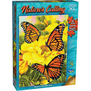 Gifts And Toys Adult Adult Jigsaw: Holdson Puzzle - Nature's Calling, 500XL pc (Monarch with Yellow Rose)