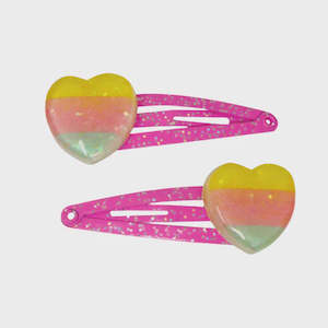 Rainbow Heart Hair Clips