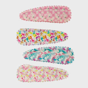 PP Pattern Fabric 4 pack Hair Clips