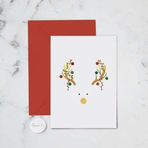 Christmas Holiday Cards: REINDEER GREETING CARD