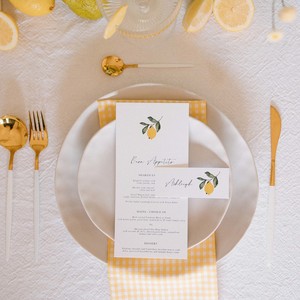 Bridal Shower: 'CITRUS' MENU & PLACE NAME SET