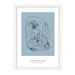 CUSTOM MINIMAL TURN YOUR KIDS ART INTO A PRINT BLUE