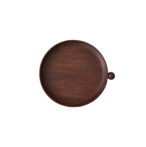 Gifts For Her: Wooden Circle Tray - Dark Brown