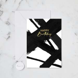 HAPPY BIRTHDAY BLACK AND WHITE GREETING CARD