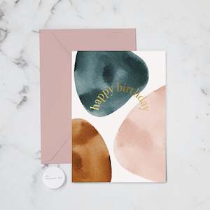 Happy Birthday: HB TEAL WATERCOLOUR GREETING CARD