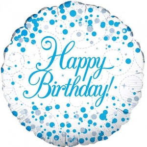 Partyware: 18" Foil Sparkle Fizz HAPPY BIRTHDAY Blue Holographic #226621