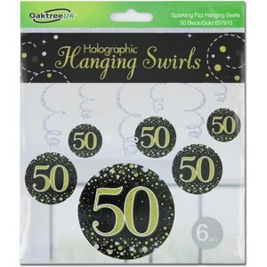Partyware: Hanging Swirl SPARKLING FIZZ 50th Black/Gold #APOT657915