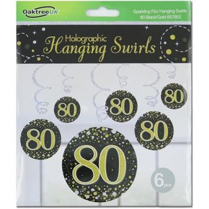 Partyware: Hanging Swirl SPARKLING FIZZ 80th Black/Gold #APOT657953