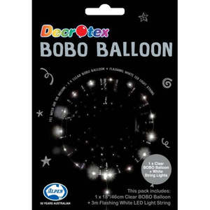 Bobo Balloons: BOBO Crystal Ball Clear 18"/45cm with 3m LED Light String White Lights #215181 - Each