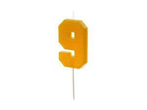 Candles: PD Candle LEGO #9 Number NINE 6cm YELLOW 1pk  SCU8-9