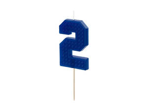 Candles: PD Candle LEGO #2 Number TWO 6cm BLUE 1pk  SCU8-2