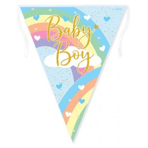 Banners Bunting: Flag Bunting Pastel Rainbow BABY Boy #OT632479