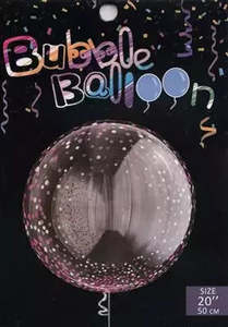 Printed Bubbles: 20" Bubble Balloon PINK Dots #BBQ010-20PI