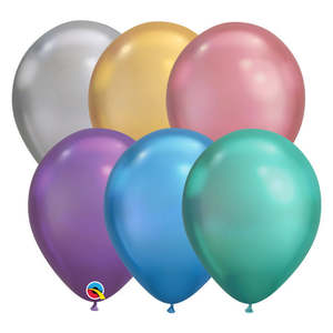 28cm Latex Solid Colour Assortments: 28cm Round Chrome Assorted Qualatex Plain Latex #99694 - Pack of 100