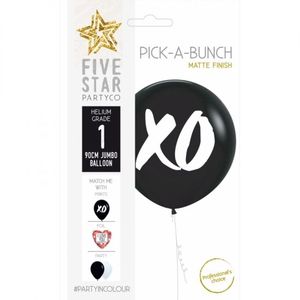 90cm Latex Printed: 90cm Round Onyx Black "XO" white print #7799010 - Each