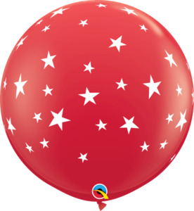 90cm Latex Printed: 90cm Round Red Contempo Stars White Print #88281 - Pack of 2