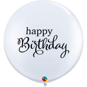 90cm Round White SIMPLY Happy Birthday #88200 - Pack of 2