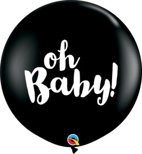 90cm Latex Printed: 90cm Round Onyx Black Oh! Baby #85831 - Pack of 2