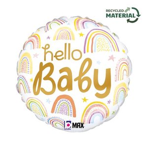 18" Foil Hello BABY Rainbow (pkgd) each #26002