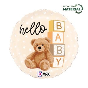 18" Foil Hello BABY Teddy Bear (pkgd) each #26548