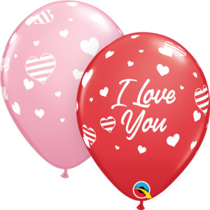 11" Latex LOVE You Striped Hearts 50bg #20944
