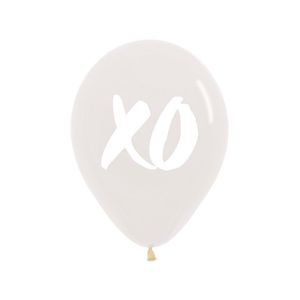 Printed Latex Love: 30cm Round "XO" Clear with White Print #59620930 - Pack of 50
