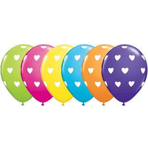 Printed Latex Love: 28cm Round Tropical Assorted Big Hearts #78707 - Pack of 50