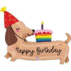 Animals: 43" Foil Shape Happy BIRTHDAY Dachshund #25525 - Each (pkgd)