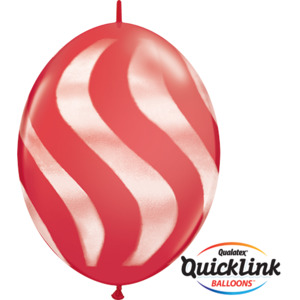 Quick Links Printed: 30cm Quick Link Red Wavy Stripes/Wht #28093 - Pack Of 50