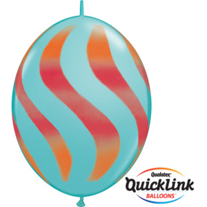 30cm Quick Link Caribbean Blue Wavy Stripes/ORG & RED #28094 - Pack Of 50