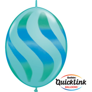 30cm Quick Link Caribbean Blue Wavy Stripes/GRN & BLUE #28108 - Pack Of 50