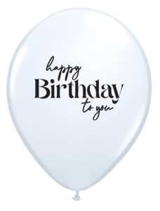28cm Latex Printed: 30cm Round White SIMPLY Happy Birthday to YOU #506017 - Pack of 50