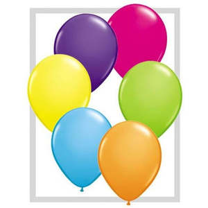 12cm Assorted Latex: 12cm Round Tropical Assorted Qualatex Plain Latex #34440 - Pack of 100