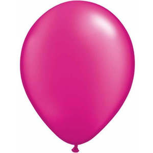 28cm Pearl Metallic Latex: 28cm Round Pearl Magenta Qualatex Plain Latex #99350 - Pack of 100