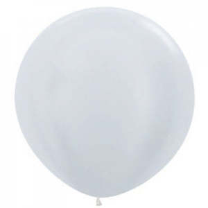 90cm Pearl Metallic Latex: 90cm/3' Latex Satin WHITE - Pack of 3 #222720