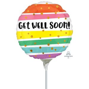 9" Foil GET WELL Bold Stripes #41685