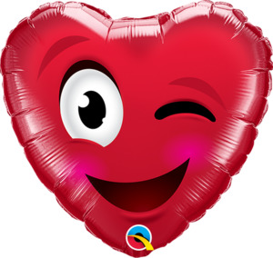 30cm Latex Superagates: 9" Foil SMILEY Wink Heart #97140