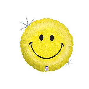 18" Foil SMILEY FACE Yellow Holographic #2586605P