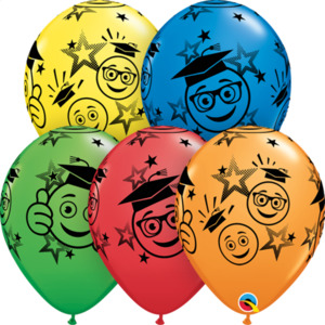 30cm Latex Superagates: 11" Latex GRADUATION Smileys #48105 - Bag of 50