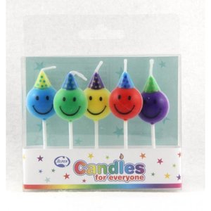 30cm Latex Superagates: Candle Smiley Faces Pack of 5 #442504